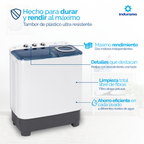 Lavadora Indurama 7Kg/15Lb Blanca Semiautomática / LRI-7BLSA
