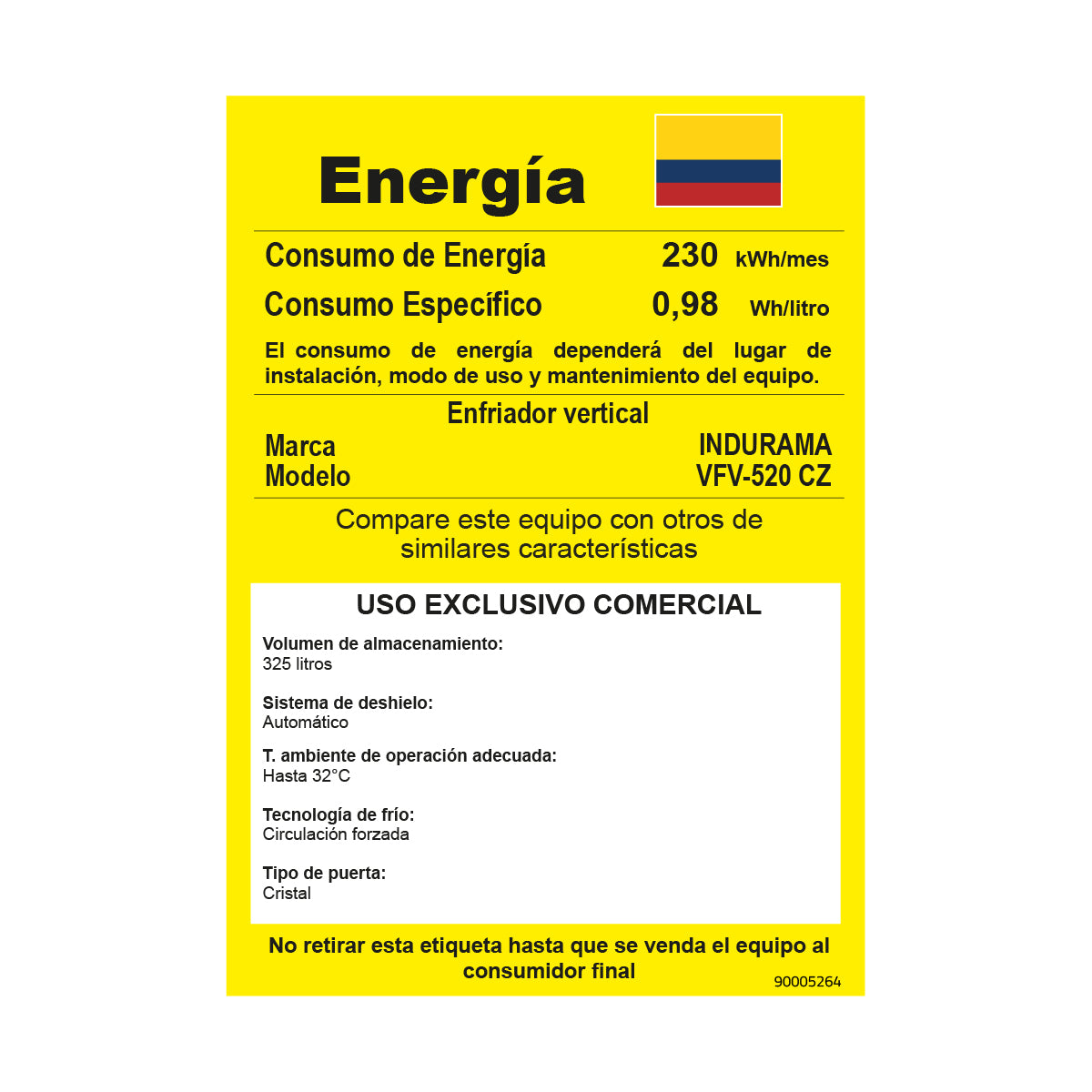 Vitrina VFV-520 Blanco Col 440 L Gris VFV-520 BLANCO COL