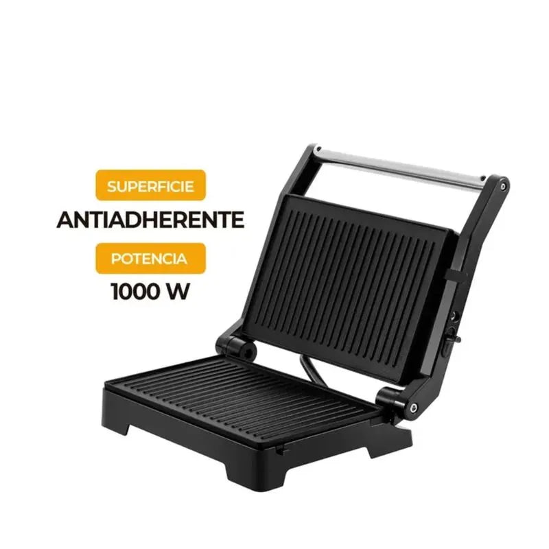 Asador Grill Kalley K-SG180 Superficie Antiadherente Sanduchera Panini 1000W Apertura 180°