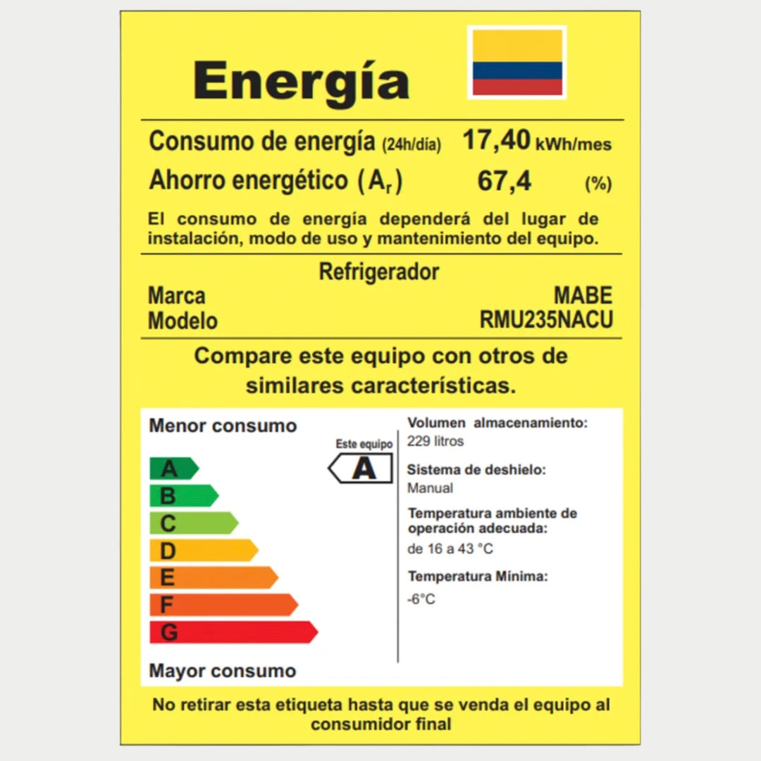 REFRIGERADOR CONV 235 L BRUTOS INOX MABE - RMU235NACU