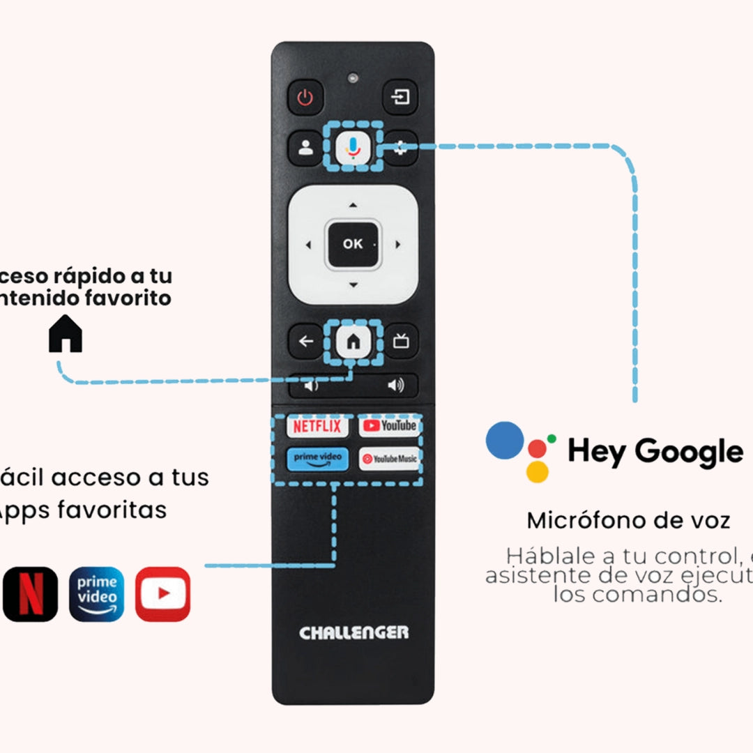 Televisor Challenger 50 pulgadas 4K Smart Google TV UHD 50KG85 BT T2 S - UHD 50KG85 BT GOOGLE T2