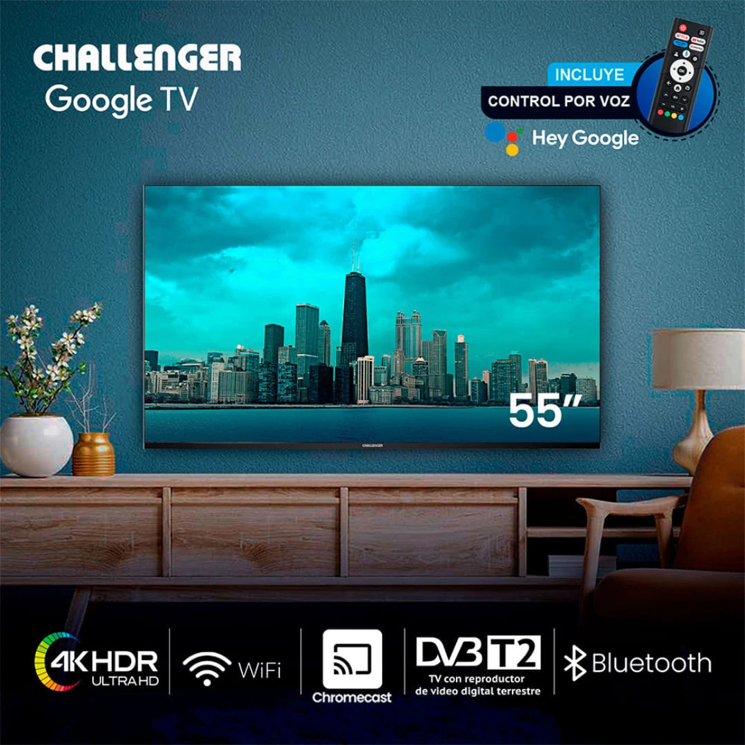 TELEVISOR Challenger 55" 4K SMART TV GOOGLE TV - UHD 55KG85 BT GOOGLE T2