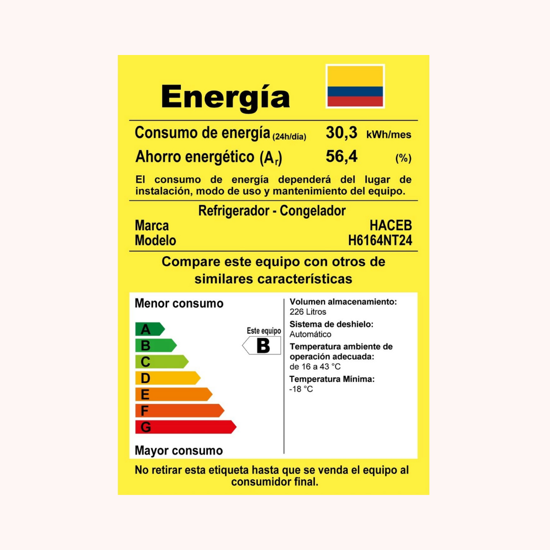 Nevera Haceb No Frost 243 litros manija integrada titanio - NEV 243 SE MI TI R2