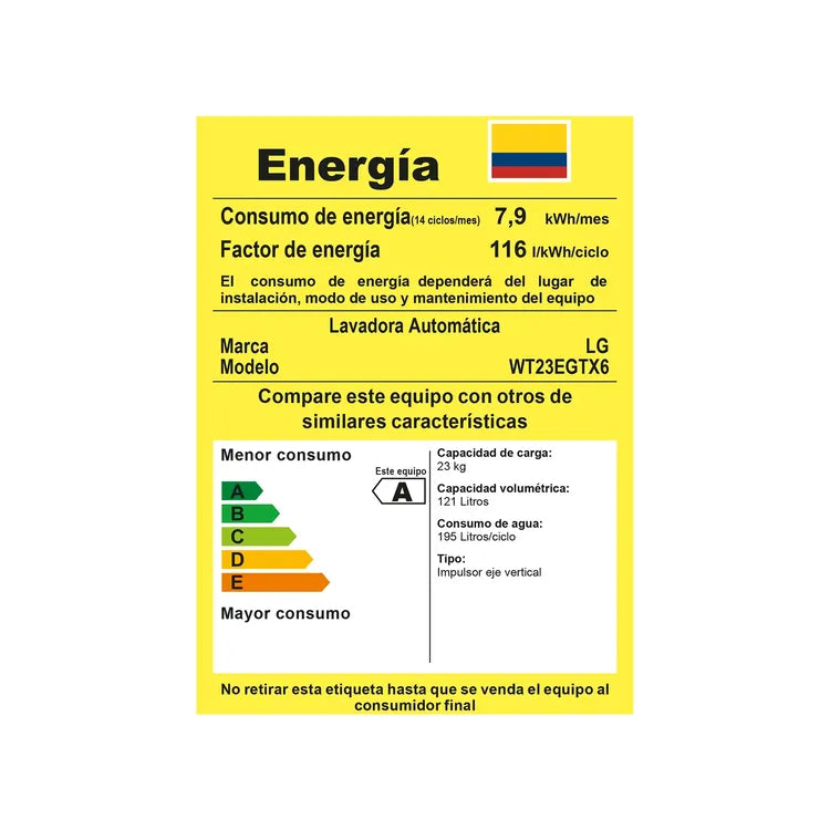 Lavadora LG Carga Superior 23Kg Gris Grafito  - WT23EGTX6.AEGECOL