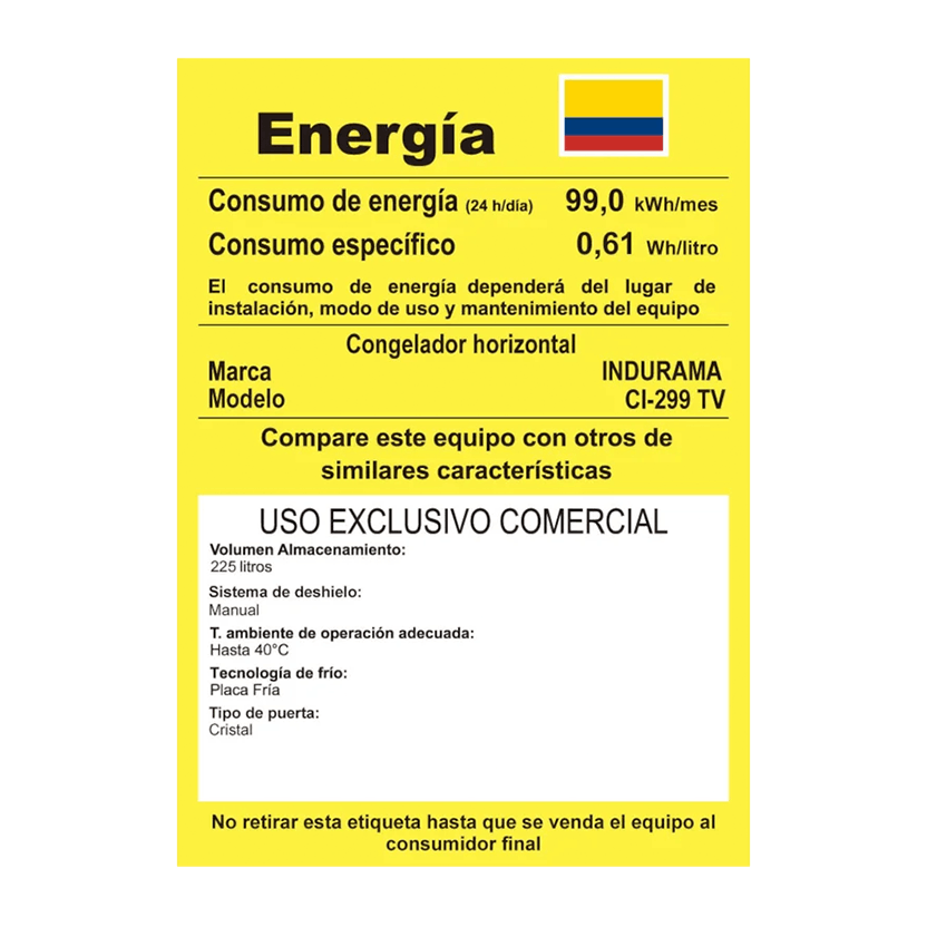 Congelador Indurama Tapa Vidrio 306 Litros Digital