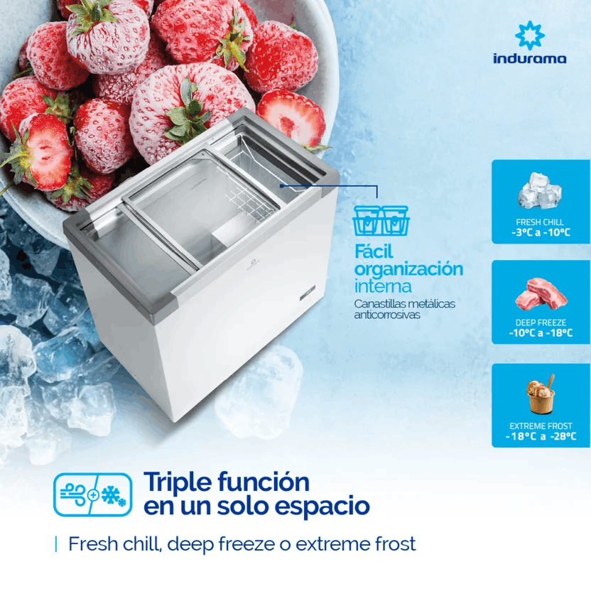 Congelador Indurama Tapa Vidrio 204 Litros Digital