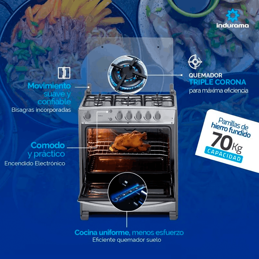 Estufa Indurama Murcia Quarzo Home 5 Quemadores C32 Gris