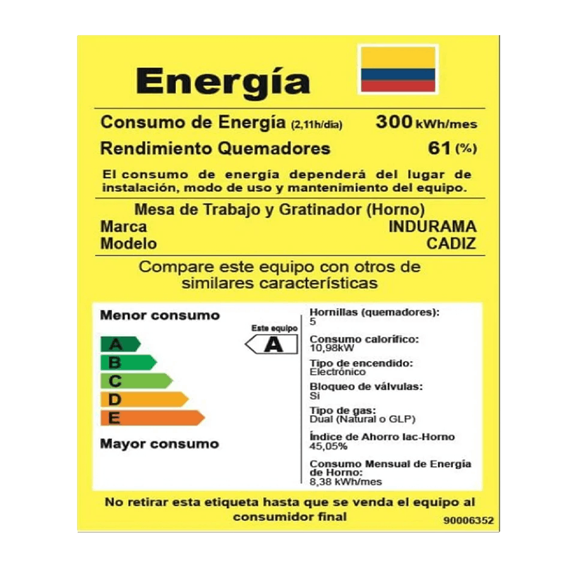 Estufa Indurama Cádiz Spazio Plus 20" 4 Quemadores