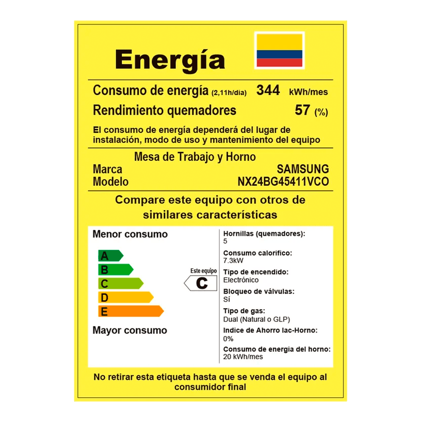 Estufa Samsung de Piso Horno y Quemador Rápido 4 Puestos con Doble Sistema de Seguridad