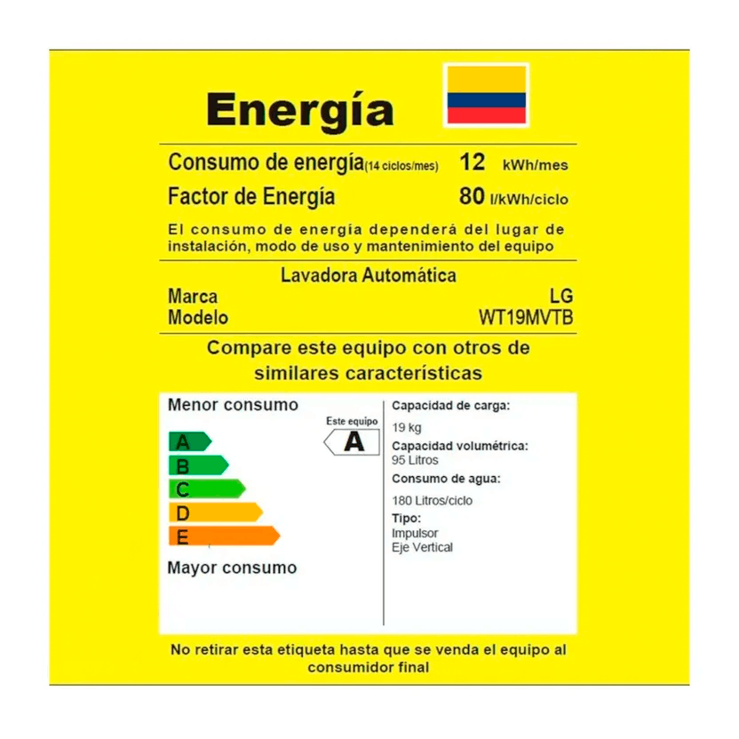 Lavadora LG Carga Superior 19 Kilos