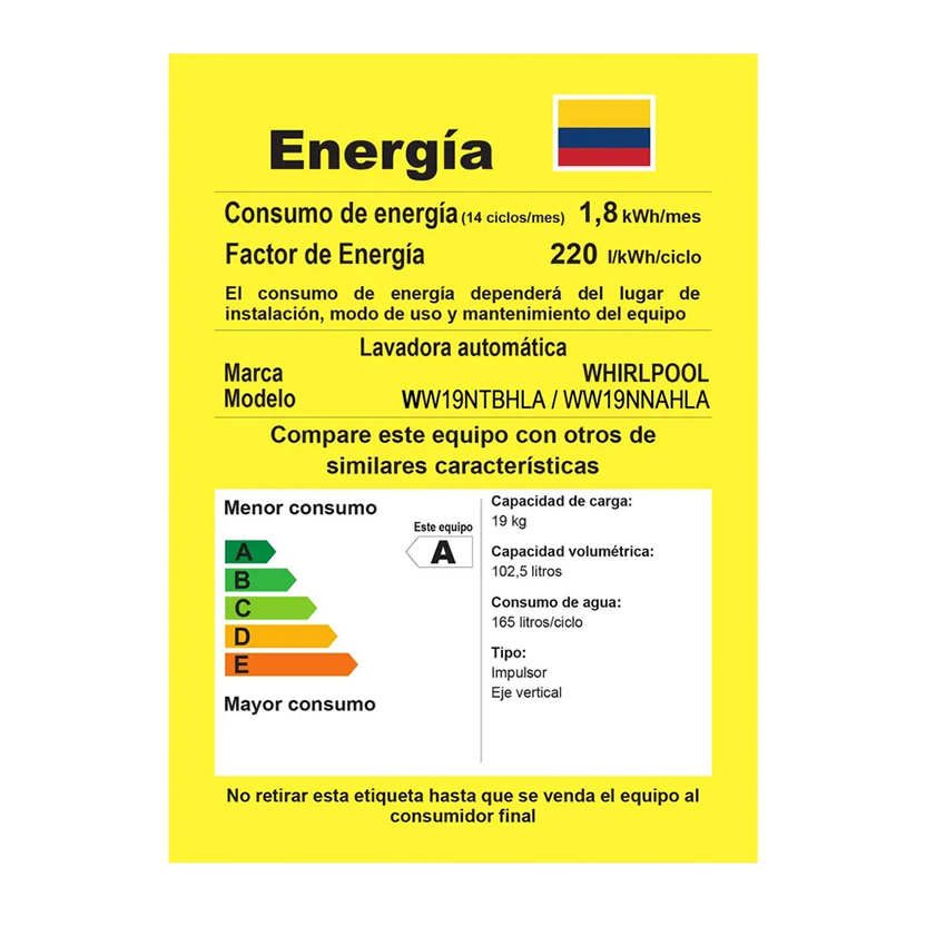 Lavadora Whirlpool Carga Superior 19 Kilos Impeler Negro