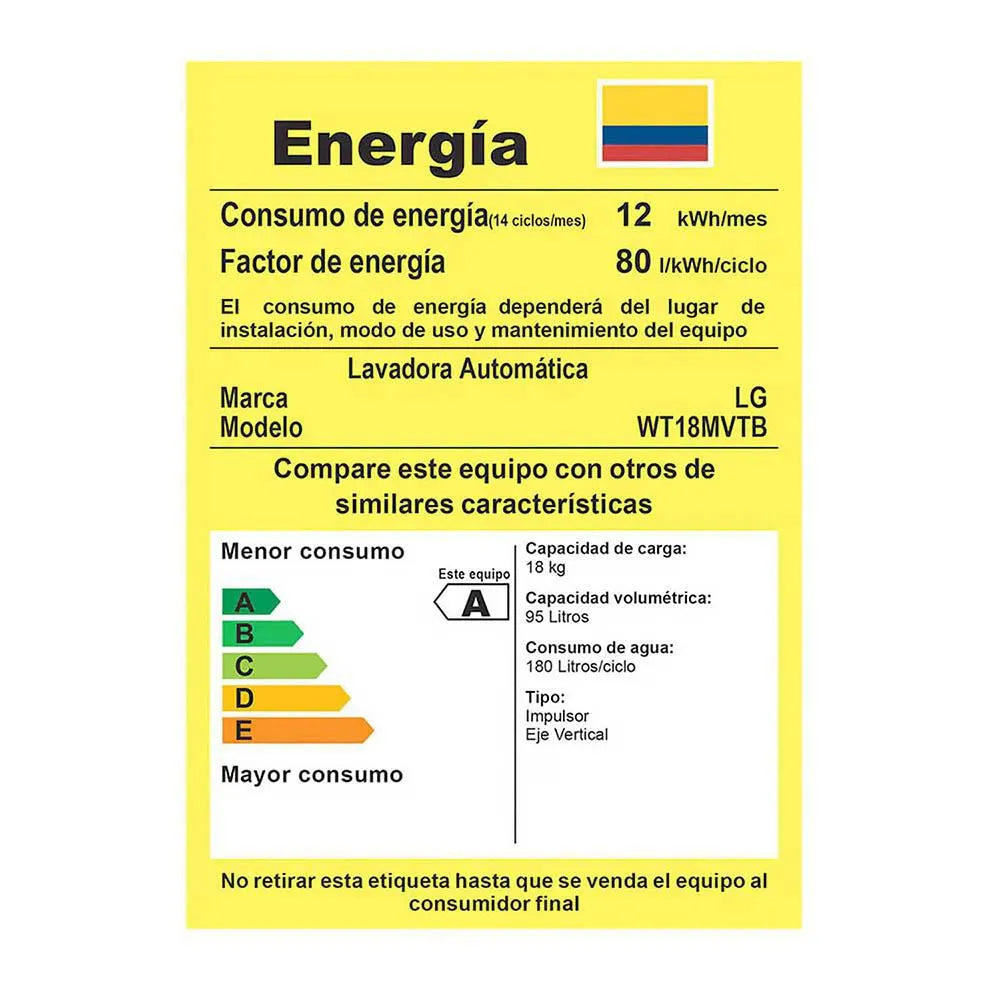 Lavadora LG Negro TurboDrum™ Silencioso -  Carga Superior 18Kg WT18MVTB.ABMECOL