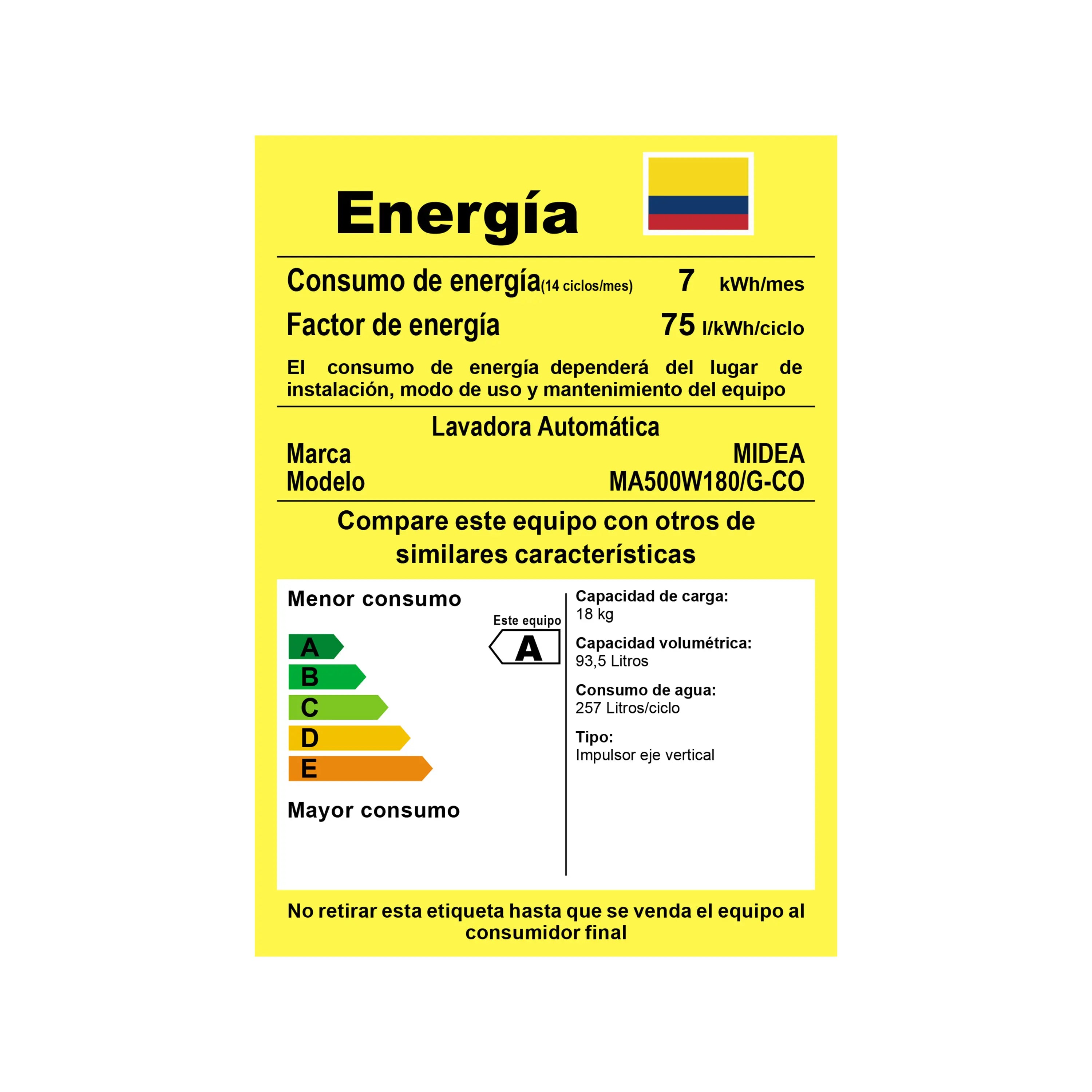 Lavadora Automática Carga Superior 18Kg Vortex Wash Impeller Gris / MA500W180/G-CO