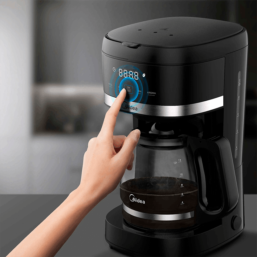 Cafetera Midea de Goteo 2.5L - 10 Tazas Negra Digital