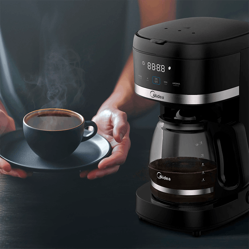 Cafetera Midea de Goteo 2.5L - 10 Tazas Negra Digital
