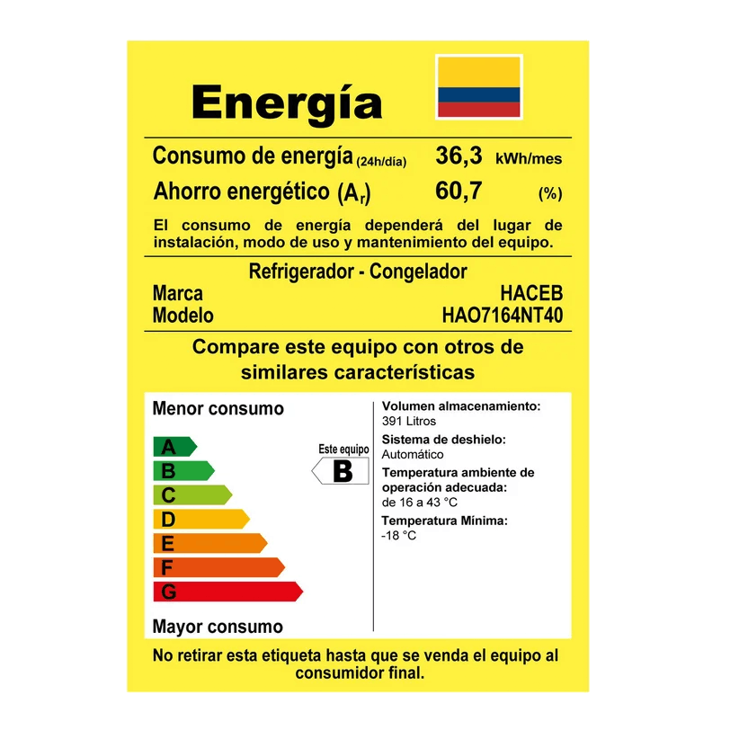 Nevera Haceb No Frost 404 lts manija integrada gris plomo