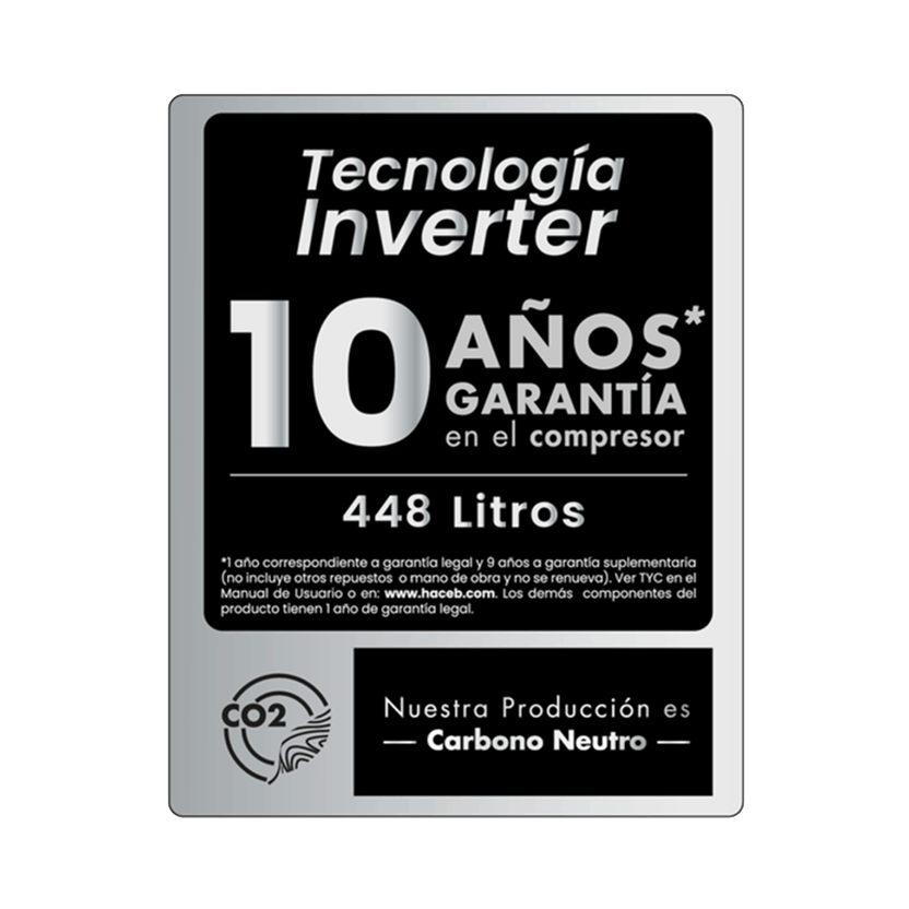 Nevera Haceb No Frost 448 Litros Inverter Manija Externa Inox