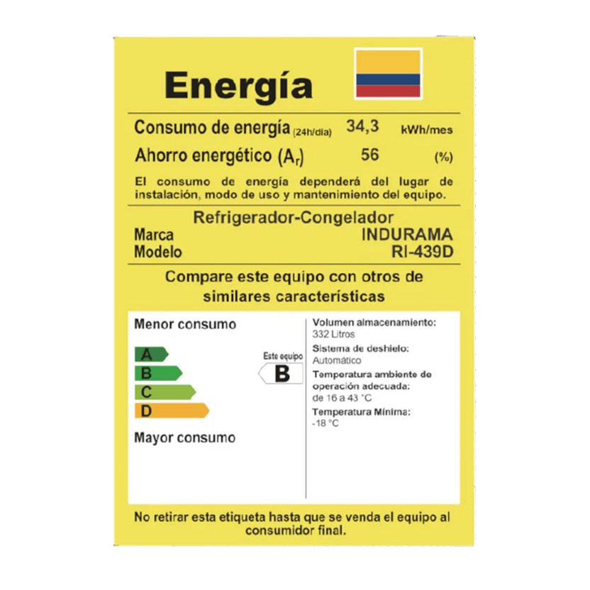 Nevera Indurama No Frost 354L Frente en Acero