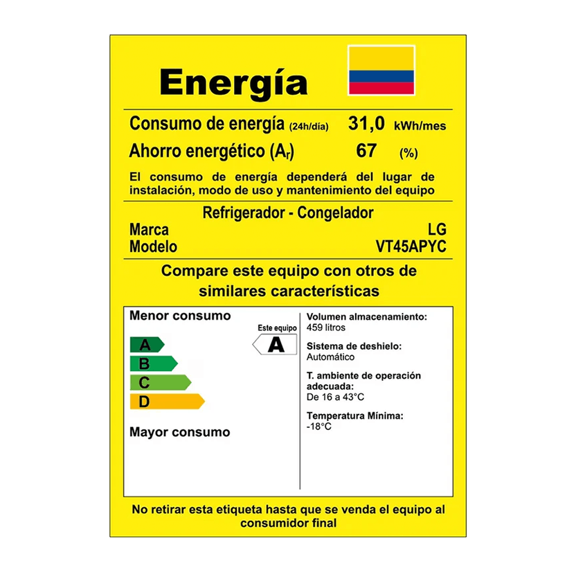 Nevera LG No Frost Congelador Superior 459 Litros Door Cooling Gris