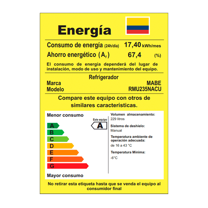 Nevera Mabe Convencional 235L Inox