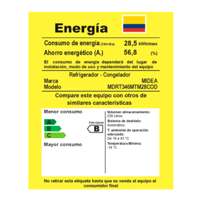 Nevera Midea Congelador Superior 230 Litros Smart Inverter