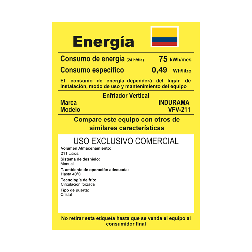 Vitrina Refrigeradora Indurama No Frost 216 Litros