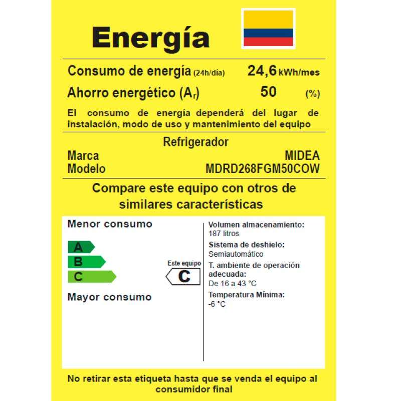 Refrigerador 1 Puerta 187L Lake Silver - MDRD268FGM50COW