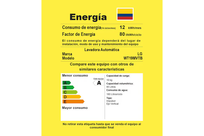 Lavadora LG Carga Superior 19 Kilos / WT19MVTB