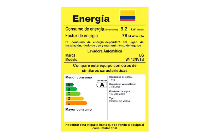 Lavadora LG Carga Superior 13Kg Negro TurboDrum / WT13NVTB.DNBECOL