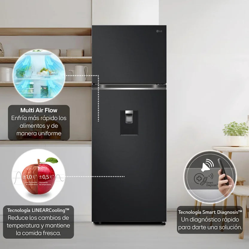 Nevera LG Congelador Superior 459L Negro Mate DoorCooling - VT45KPMC.AEPCCLM