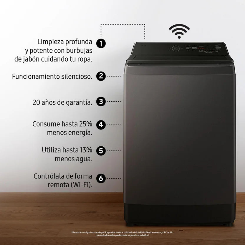 Lavadora Samsung Carga Superior 13 Kg Con Ecobubble - WA70F13E4CCO