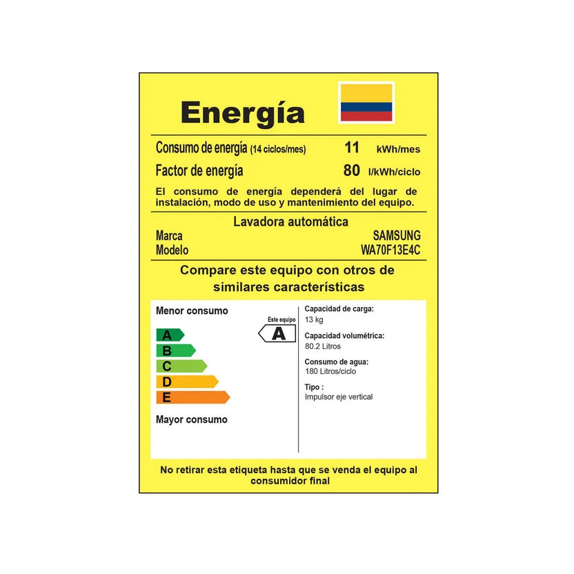 Lavadora Samsung Carga Superior 13 Kg Con Ecobubble - WA70F13E4CCO