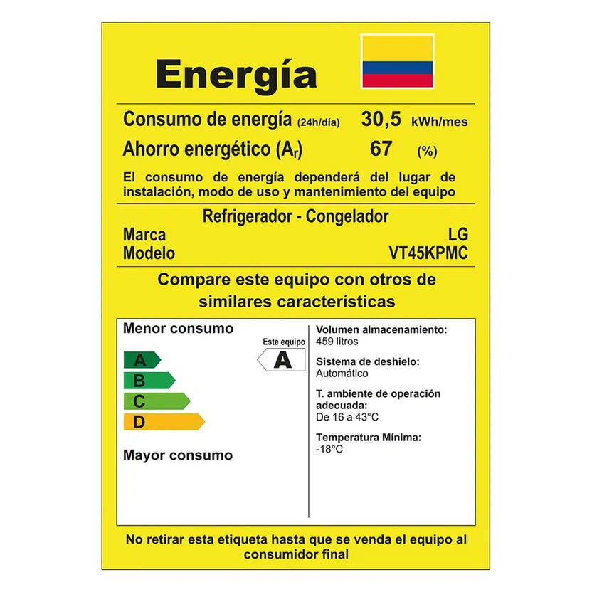Nevera LG Congelador Superior 459L Negro Mate DoorCooling - VT45KPMC.AEPCCLM