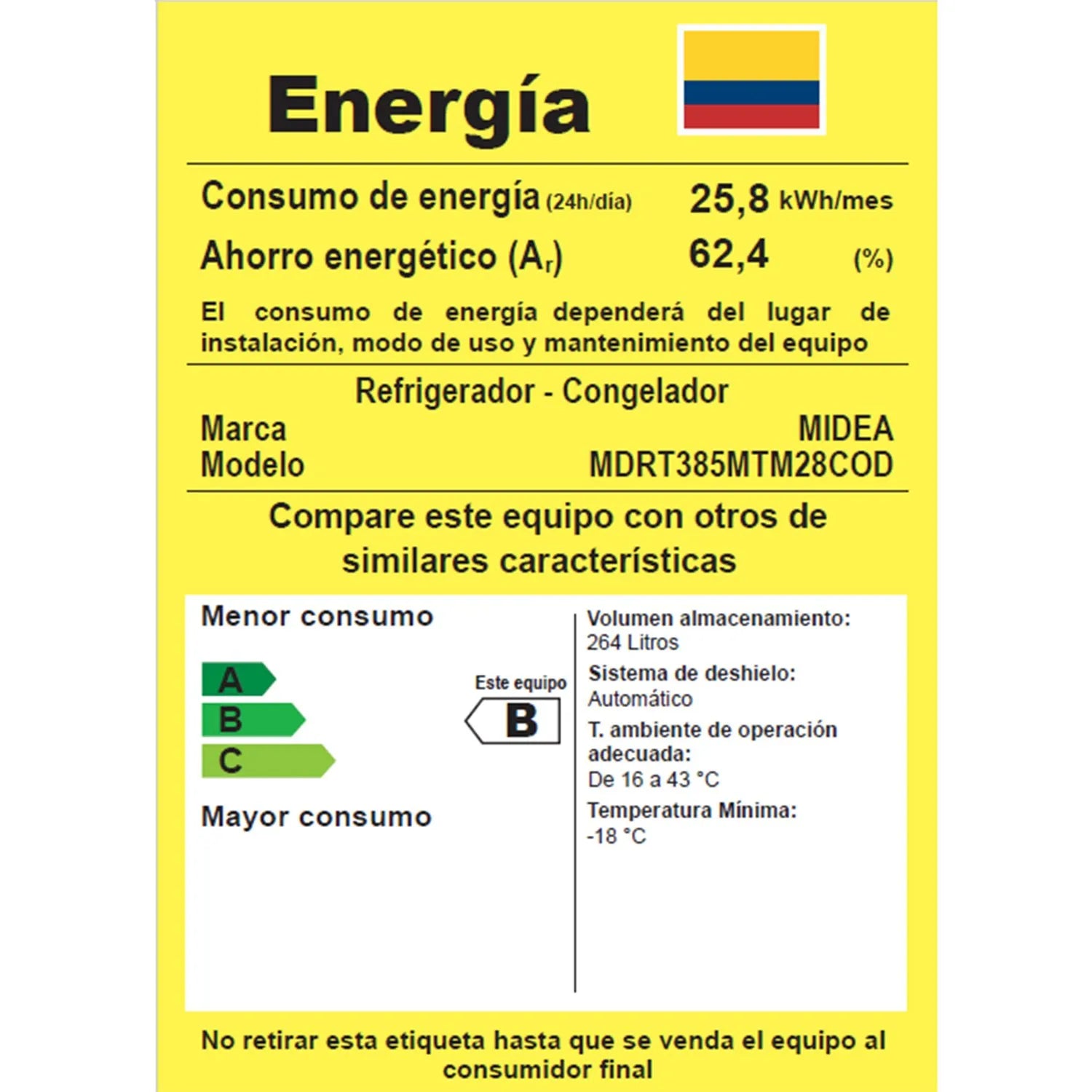 Midea Nevera 264 Litros Smart Sensor - MDRT385MTM28COD